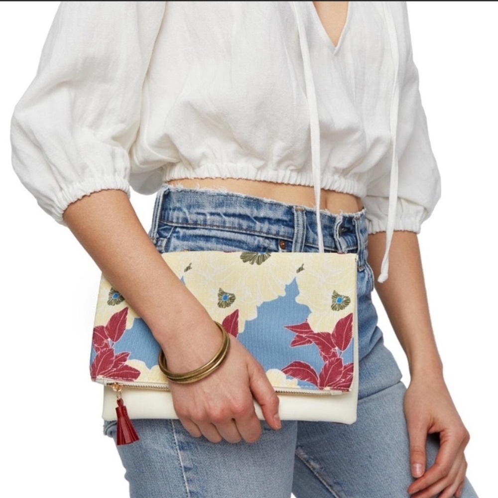 reversible fold over floral clutch